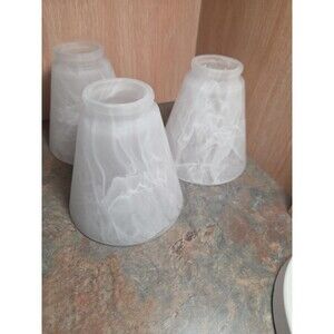 New  White Glass Bell Shaped Fixture Shade, 2" Fitter, Lot Of 3
